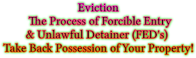 Eviction The Process of Forcible Entry &amp; Unlawful Detainer (FED&#39;s) Take Back Possession of Your Property!
